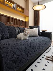 Luxurious Plush Sofa Cover - Thick, Warm & Non-Slip Couch Protector For Living Room, Office, Bedroom Decor - Machine Washable, Fits Single To Four Seater Sofas - Dark Grey - View 6