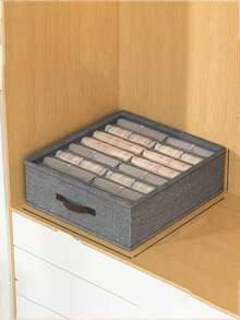 1个双层衣物收纳盒 - 可水洗、可折叠、多层整理盒，带多个网格抽屉，用于存放裤子