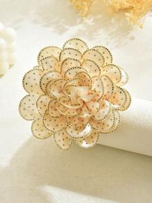 1 chiếc ghim cài áo hoa bằng satin kiểu Pháp cổ điển thanh lịch, đính đá lấp lánh, sang trọng và tinh tế, phù hợp với vest, váy, trang phục trang trọng, thích hợp cho phụ nữ sử dụng hàng ngày, dự tiệc và mọi dịp, cũng là một món quà tuyệt vời. - Màu be - Xem 3