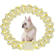 1pc Hip Hop Cuban Link Pet Dog Necklace, 14mm Diamond Shape, Rhinestone Inlaid, Small/Medium/Large Sizes, Zinc Alloy Material Durable & Fashionable, Suitable For Daily Wear Or Holiday Gift - Multicolor - View 16