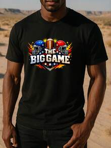 1Pcs, 2026, Flame-Encircled THE BIG GAME, Ignite Passion And Enthusiasm  Festival Men's Printed Short Sleeve, Regular Fit Sweat-Absorbing Quick-Dry Sports T-Shirt, Popular Printed Breathable Fabric Top Suitable For Gamers And Themed Parties, Quick-Dry Fabric - New Autumn/Winter Collection: Unisex Relaxed Fit Long-Sleeve Crew Neck Sweatshirt,Vacation Outfits,Summer,Shirts,White Shirt,Graphic Tees ,Summer Tops,Black Top,Going Out Tops - 黑色 - 查看 4
