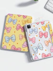 这款优雅可爱的卡通彩色蝴蝶结波点双面亚克力透明水晶后盖，防震耐用，兼容iPad 7、8和10代（10.2英寸）。它内置笔槽，支持睡眠/唤醒功能和多种折叠支架模式。是2026年新年圣诞礼物的理想之选。 - 彩色 - 查看 2