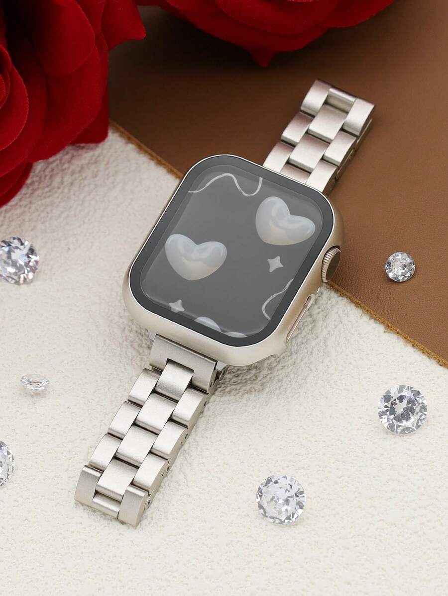 2条表带+手表保护壳套装，14毫米宽不锈钢可拆卸表带+PC硬质全保护表壳（含屏幕保护膜），兼容 Ultra 3/2/1/SE/S11/10/S9/8/7/6/5/4/3/2/1系列，尺寸38毫米、40毫米、41毫米、42毫米、44毫米、45毫米、49毫米