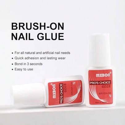 Pink Gel Nail Glue 7g, No Curing Required, Quick-Drying, Strong Nail Tip Adhesive, With Brush For Wearing.
