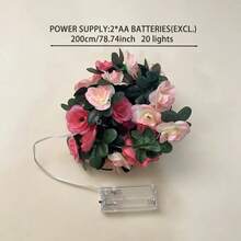LED Red & Pink Rose Flower String Lights, Suitable For Valentine's Day, Mother's Day, Home, Party Decoration, Applicable For Bedroom, Living Room, Balcony, Party Scene. Battery Powered (Batteries Not Included) - Warm white light - View 3
