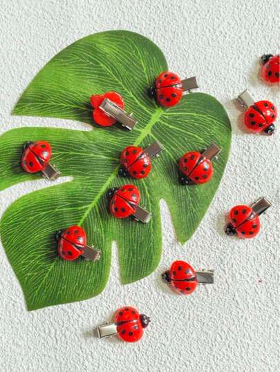 10/20/30pcs Ladybug Hair Clip, Red Hair Clip, Animal Shaped Hair Clip, Suitable For Girls And Girl, Girl Hair Accessories, Insect Hair Clip, School Hair Accessories, Hair Accessory Decoration