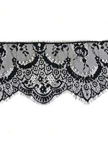 3 metros/paquete de encaje de pestañas, adecuado para mantel, decoración de ropa, decoración de boda, manualidades DIY - Negro - Ver 11