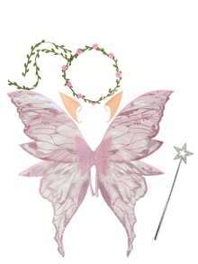 31.5" X 29.5" Adult Fairy Wings Costume Set - Suitable For Carnival Parties. Large Butterfly Wings With Flower Crown. Fairy Costume Set Includes Magic Wand And Elf Ears. - A - View 16