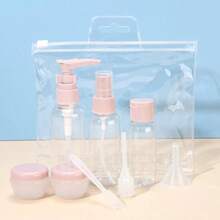 11pcs/Set Plastic Bottle Travel Kit, Assorted Portable Skincare & Toiletry Containers - Pink - View 8