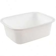 Set Of 4 Plastic Wash Basin Rectangle White Washing Up Bowl 12L - Assorted - View 1