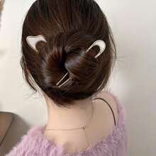 Two Metal Hairpins With Shell Paper Clips, U-Shaped Alloy Bun Tools For Effortless Hair Styling. - 彩色 - 查看 4