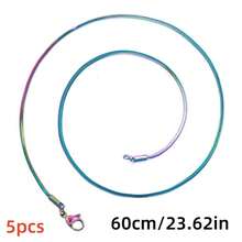 5pcs/Pack Elegant Luxury Fashion Multi-Length Lobster Clasp 1.5mm Flat Snake Chain Necklace, 304 Stainless Steel High Quality Vacuum Plating, DIY Jewelry Supplies, Suitable For Pendant Accessories, Jewelry Making, Valentine's Day, Mixed Colors & Sizes - 5pcs - View 39