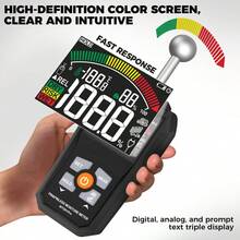 POROMETISTO 无针式湿度计，VA反向显示彩色屏幕，遥控线长：40英寸（1米），适用于大面积物体表面。 - 深灰色 - 查看 8