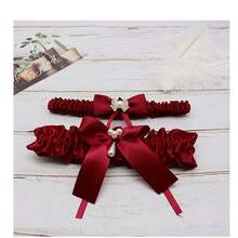 Bow Tie Garter Belt With Pearl Rhinestone Sexy Lace Garter, Creative Leg Chain Garter For Wedding