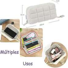 Multifunctional Felt Case for Student Stationery Storage, Large Capacity Storage Bag, Soft Pillowcase for Complete Opening (White) - como en la foto - Ver 3