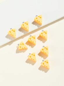 9个可爱卡通奶酪模型树脂吊坠，适用于耳环、项链、钥匙扣、DIY工艺品 - 橘色 - 查看 7