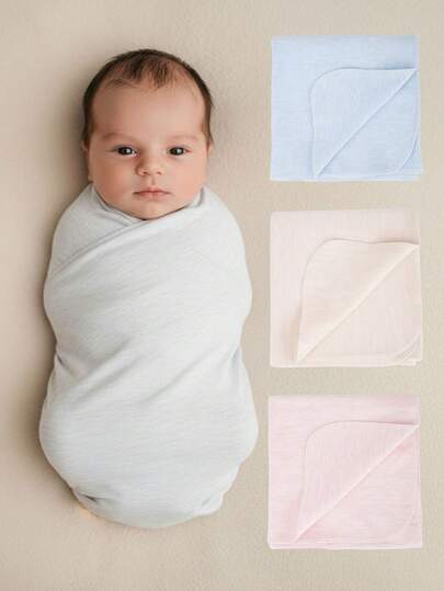 1pc Solid Color Baby Swaddle Blanket, Soft Single Layer Swaddle Wrap, 0-6 Months Infant Receiving Blanket, Newborn Nursery Bedding Hospital Swaddle
