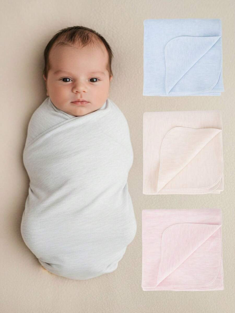 1pc Solid Color Baby Swaddle Blanket, Soft Single Layer Swaddle Wrap, 0-6 Months Infant Receiving Blanket, Newborn Nursery Bedding Hospital Swaddle - Multicolor - View 1