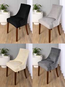 2pcs Silver Fox Plush Armchair Covers, Solid Color Dust-Proof & Wear-Resistant Dining Chair Slipcovers, Suitable For Dining Room, Living Room, Bedroom, Hotel, Home Decor, All Seasons - Multicolor - View 3