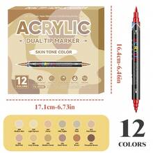12/24/48 Cores Canetas Marcadoras Acrílicas de Ponta Dupla, Marcadores de Tinta Acrílica Premium, Adequados para Madeira, Tela, Pedra, Pintura em Rocha, Vidro, Cerâmica, Artesanato DIY, Materiais de Arte, Desenho de Estudantes, Presente de Volta às Aulas - Multicolorido - Visão 13
