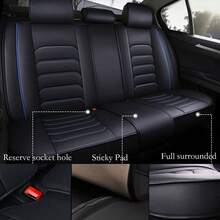 For 5 Seat Universal Luxury Faux Leather Waterproof Car Seat Cover Full Set Front Rear Back Cushion 360° Protector Interior Decor For Most Sedan Pickup Trucks Hatchbacks Suv Crossovers - 黑/紅 - 查看 5