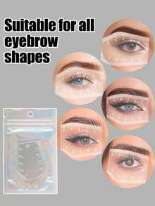 5片装可重复使用透明眉形模板 - 精准测量工具，清晰标记，适用于纹眉、修眉，适合初学者和专业人士 - 耐用易清洁，适合沙龙或家庭使用 - 边缘光滑，易于使用，附赠一支睫毛刷 - 彩色 - 查看 9