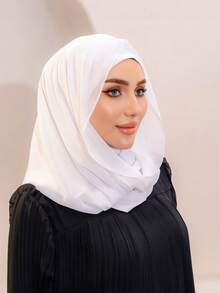 1pc Women 2 In 1 Instant Hijab Scarf, Chiffon Scarf Combo, Hijab, Soft & Breathable Material, Suitable For Hijab Outfit, Daily Wear - Premium Instant Hijab - View 4