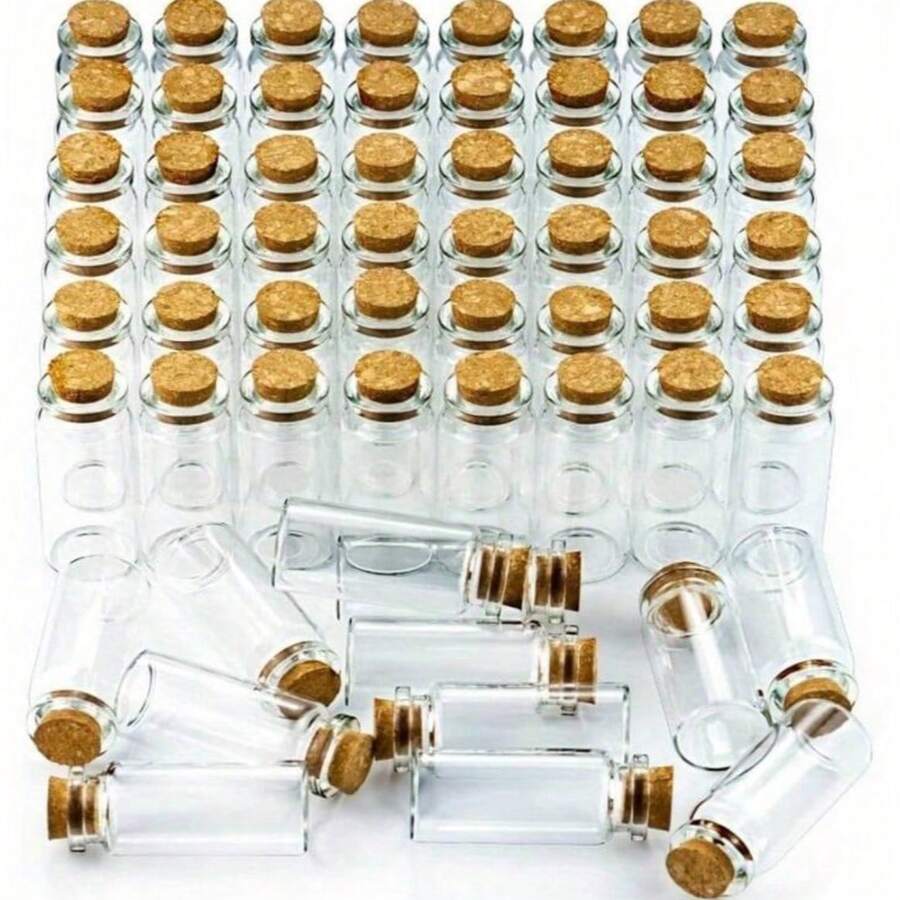 30/50 chiếc lọ thủy tinh nhỏ trong suốt, dung tích 0,34oz (10ml), có nắp nút bần mềm - Lý tưởng cho đồ thủ công DIY, trang trí đám cưới và quà tặng tiệc tùng | Chỉ rửa bằng tay, chai trong suốt hình bầu dục, lọ trang trí. - trong suốt - Xem 1