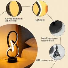 Lámpara de escritorio espiral de aluminio artística y regulable en 3 colores, adecuada para lectura, estudio y trabajo | Diseño minimalista moderno, decoración del hogar, iluminación de dormitorio, estructura de metal duradera, botón USB - Multicolor - Ver 8