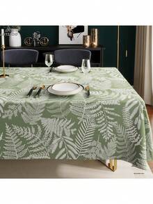 Green Leaves Rectangle Square Tablecloth, Waterproof Oil-Proof Scratch-Resistant Table Cloth, Wipe-Clean Polyester Table Cover For Dining Camping Indoor Outdoor, Multi-Size - 綠葉 - 查看 1