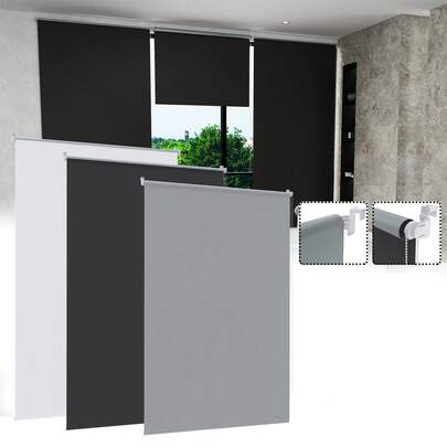Thermal Blackout Roller Blind, Clip-On Mounting, No Drilling Required, Thermal Blackout Roller Blind With Clips, Privacy Blind, Side-Mounted Roller Blind With Clips For Windows And Doors, Anthracite/Grey/White