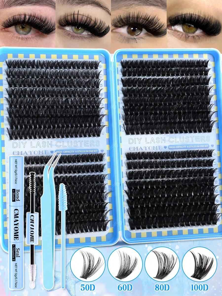 CMAYOME 640/592/576 Pieces D Fluffy Eyelash Set, Thickening Eyelash Extension Set, 3D Independent Eyelash Set, Artificial Sable Eyelash Set. Eyelash Curling Diameter: 10MM/11MM/12MM/13MM/14MM/15MM/16MM. Eyelash Extension Drama Eyelash Extension Set, Includes Lower Eyelashes.