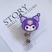 5pcs Sanrio Cute Floating Glitter Hello Kitty & Cartoon Character Retractable Badge Reel - Doctor/Nurse/Teacher/Office Badge - Multicolor - View 7