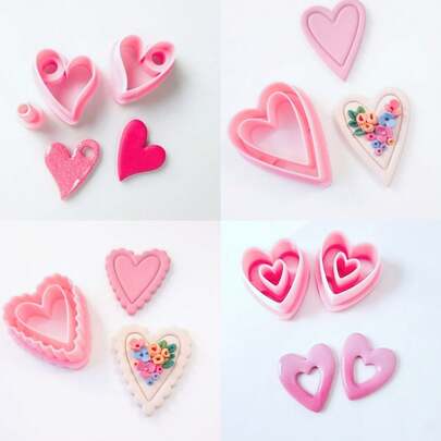 1/2/3/7pcs Heart Shaped Polymer Clay Cutters - Cute Handmade Tools For DIY Earrings, Jewelry Pendants And Craft, Suitable For Valentine's Day