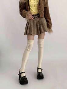 1/2/3 Pairs Breathable Moisture-Wicking Comfortable Sweet Embroidered Calf Socks, Collegiate Style Knee-High Socks - Multicolor - View 10