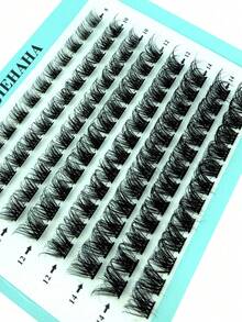 8 Rows 96 Pieces Of Mixed, Segmented, Thick, Dense, C And D Curvature, 3D Fluffy, Single Cluster False Eyelashes, Pre-Made, Fan-Shaped, Personalized, Segmented, Natural False Eyelashes For Eye Extension, Eyelash Extension, DIY At Home Cluster Eyelash Extensions Makeup - Black - View 3