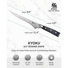 KYOKU Cuchillo deshuesador de 6,5 pulgadas para corte de carne, cuchillo de filete serie Samurai con mango de Pakkawood, cuchillo de cocina de acero de alto carbono estilo japonés, cuchillo de tajo - / - Ver 5
