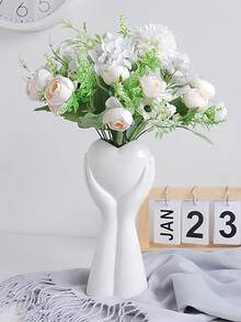 Creative Hand-Held Heart-Shaped Vase, Modern Art Human Body Vase, Wedding Home Decor Vase, Shelf Decor Ornament, Rustic Style Desktop Decor (Pink/White Heart-Shaped), Modern Decorative Vase, Suitable For Home Decor, Living Room, Desktop, Office And Dining Table Decoration. Holiday Gift (Please Note The Size When Purchasing). - Multicolor - View 3