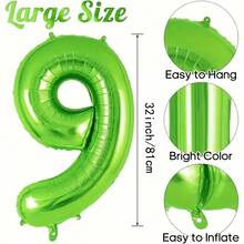 5 Stück Dinosaurier Grüne Zahl Ballons, 32 Zoll extra große grüne Folien-Zahl Ballons mit 4 Mini Dinosaurier Ballons, gemischte Farbe Gummi Dinosaurier Film Ballon Set, geeignet für Geburtstags-Party Dekoration, 1. Geburtstag, Weihnachtsdekoration - Grün - Übersicht 7