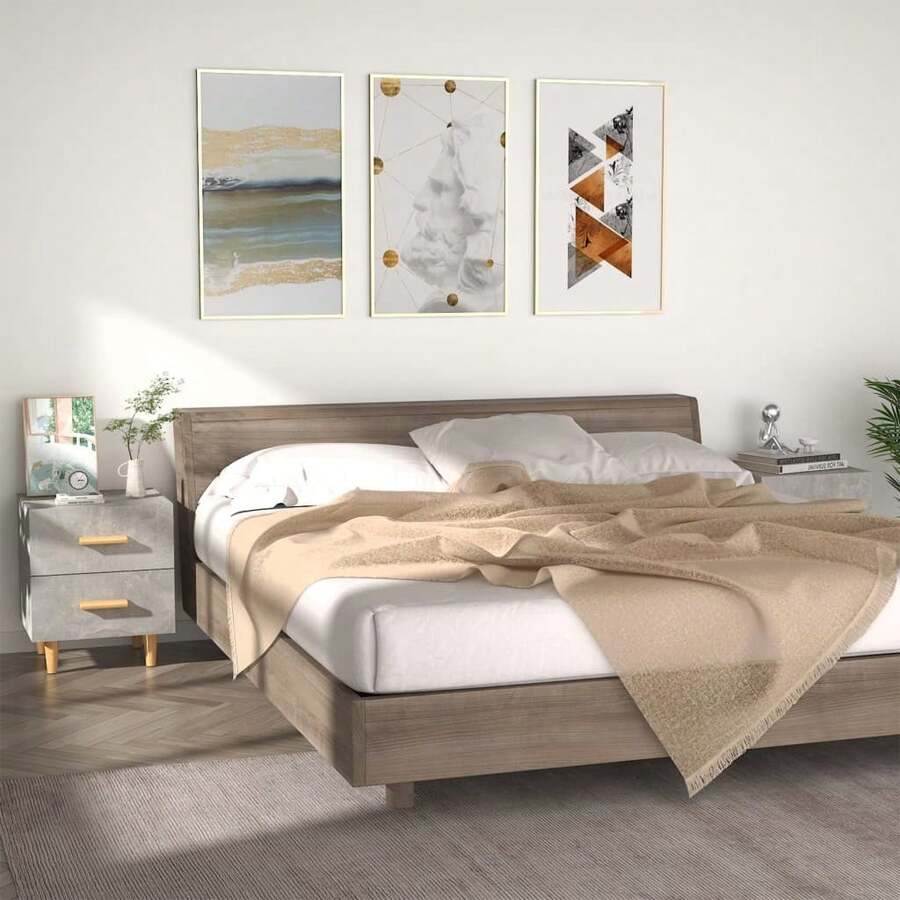 vidaXL Mesas de cabecera 2 unidades gris béton 40x35x47,5 cm - Gris - Ver 1