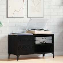 vidaXL Meuble à vinyles Chêne noir 84,5 x 38 x 48 cm Bois d'ingénierie - Noir - Voir 1