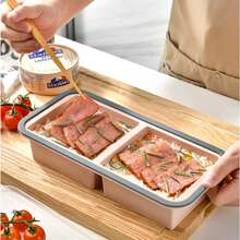 Large Capacity Square Food Storage Box With Flip Lid, Household Big Rectangular Tray Mold, Frozen Broth Box, Mold, Segmented Silicone Refrigerator Food Saver Box, Baking Use - Multicolor - View 8