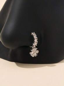 8WPN 1pc Delicate Gold Flower Nose Ring, Suitable For Daily Wear - Silver 2 - View 7