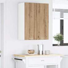 vidaXL Armoire suspendue Chêne Artisan et Blanc 30 x 31 x 80 cm - Tabac - Voir 4