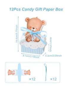12 pièces Boîtes cadeaux en forme d'ours en peluche, boîtes d'emballage en papier avec motif d'ours mignon pour bonbons et chocolats, convient pour les cadeaux de baby shower, boîtes cadeaux pour fête d'anniversaire sur le thème de l'ours, cadeaux de mariage, décoration de fête de révélation de genre, décoration de fête d'ours en peluche, décoration de table, fournitures pour fête d'anniversaire d'ours, remise des diplômes, rentrée scolaire et autres occasions. - ours - Voir 13