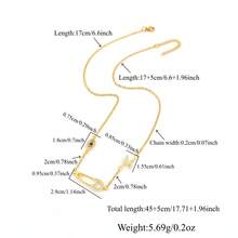 1件新款时尚经典字母眼形胸针吊坠金色不锈钢链项链女士款 - 金黃色 - 查看 2