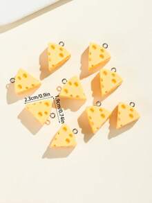 9个可爱卡通奶酪模型树脂吊坠，适用于耳环、项链、钥匙扣、DIY工艺品 - 橘色 - 查看 5