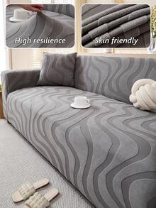 1pc Stretch Sofa Cover - Easy To Install, Fully Protects 1/2/3/4 Seater Sofa, Living Room/Home Decor, Anti-Slip, All Season Sofa Slipcover (Dark Coffee, 90-140cm, Single Seater, 1pc) - Dark Brown - View 1