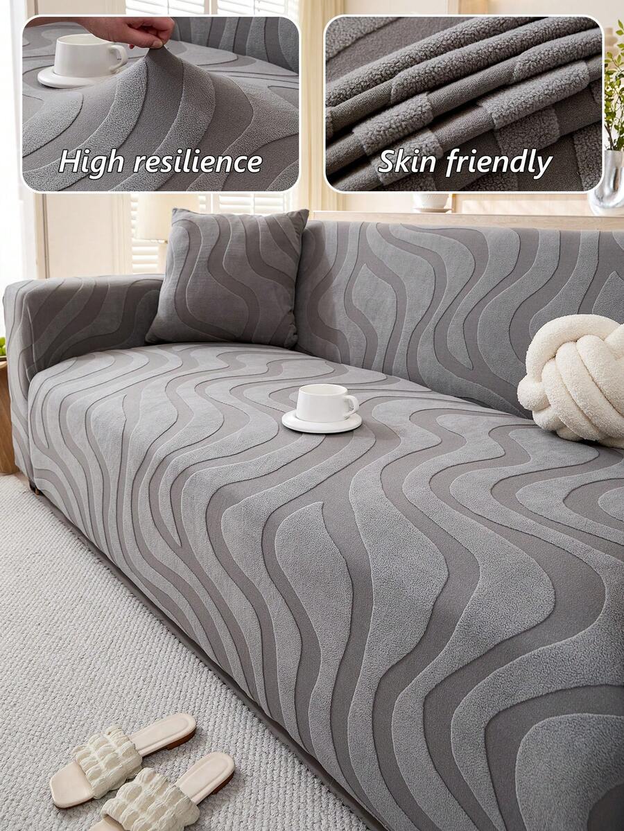 1pc Stretch Sofa Cover - Easy To Install, Fully Protects 1/2/3/4 Seater Sofa, Living Room/Home Decor, Anti-Slip, All Season Sofa Slipcover (Dark Coffee, 90-140cm, Single Seater, 1pc) - Dark Brown - View 1