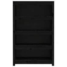 vidaXL Bibliothèque Noir 80x35x126 cm Bois de pin massif - Noir - Voir 5